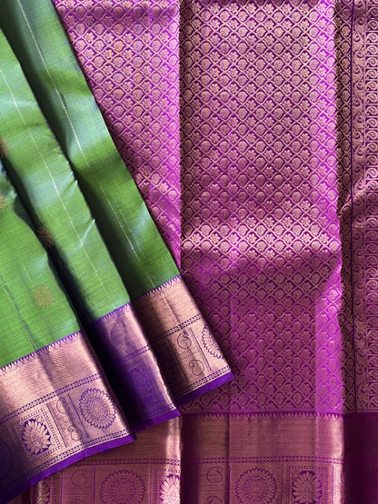 Twilight Bloom Kanjeevaram in Green Blue Kalanetha